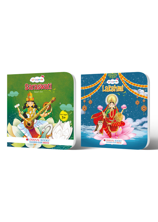 Mythology Board Book Set for Kids Age 3+ | Stories of Goddess Lakshmi & Goddess Saraswati | Illustrated Short Bedtime Tales from Indian Mythology 