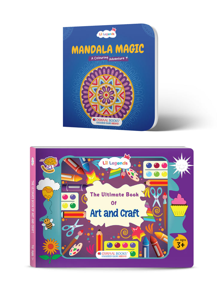 2-in-1 Art & Craft Activity Book Set for Kids Age 3+ | Mandala Colouring & 30 Fun DIY Projects to Boost Creativity 