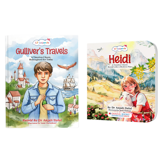 Lil Legends Re-Imagined Classics: Illustrated Classic Story Books for Kids – Heidi & Gulliver’s Travels (Set of 2) 