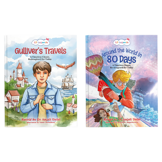 Lil Legends Re-Imagined Classics: Illustrated Classic Story Books for Kids – Gulliver’s Travels & Around the World in 80 Days (Set of 2) 