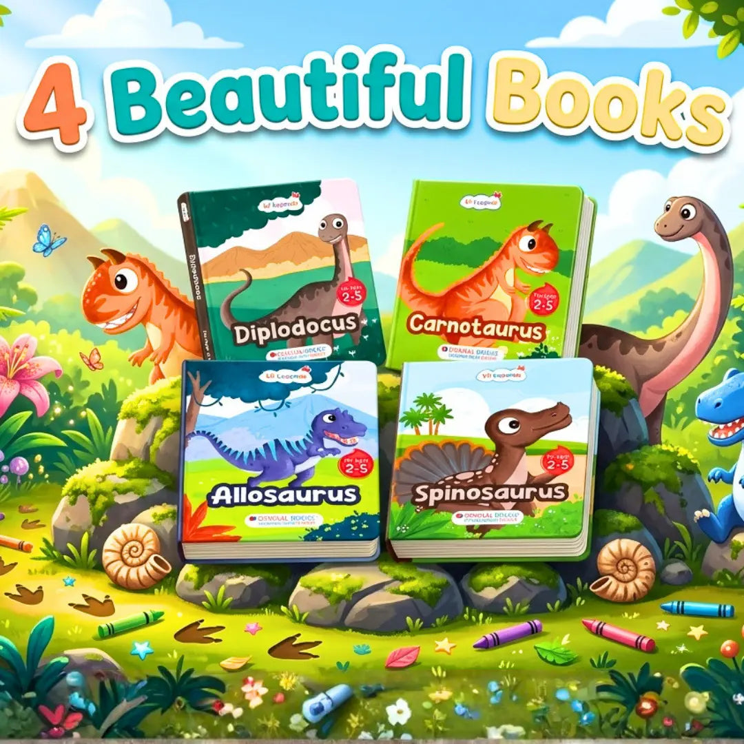 Lil Legends Dinosaur Padded Board Books for Kids | Set of 4 Books | Illustrated Dinosaur Storybooks | Early Learning Fun | Age 2–5 Years | Padded Cover Set 