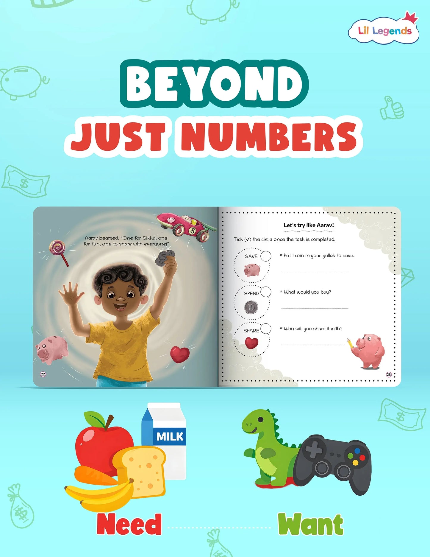Lil Legends Aarav and Sikka, A Book For Financial Literacy for Kids | Introduction to Indian Currency, Coins, Saving and Smart Spending Habits | Illustrated Picture Story Book | Age 5+ 