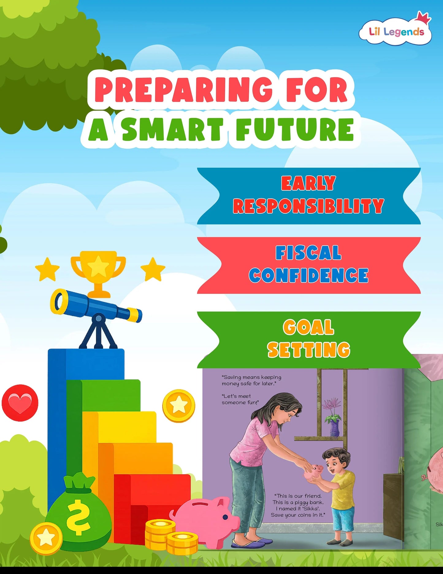 Lil Legends Aarav and Sikka, A Book For Financial Literacy for Kids | Introduction to Indian Currency, Coins, Saving and Smart Spending Habits | Illustrated Picture Story Book | Age 5+ 