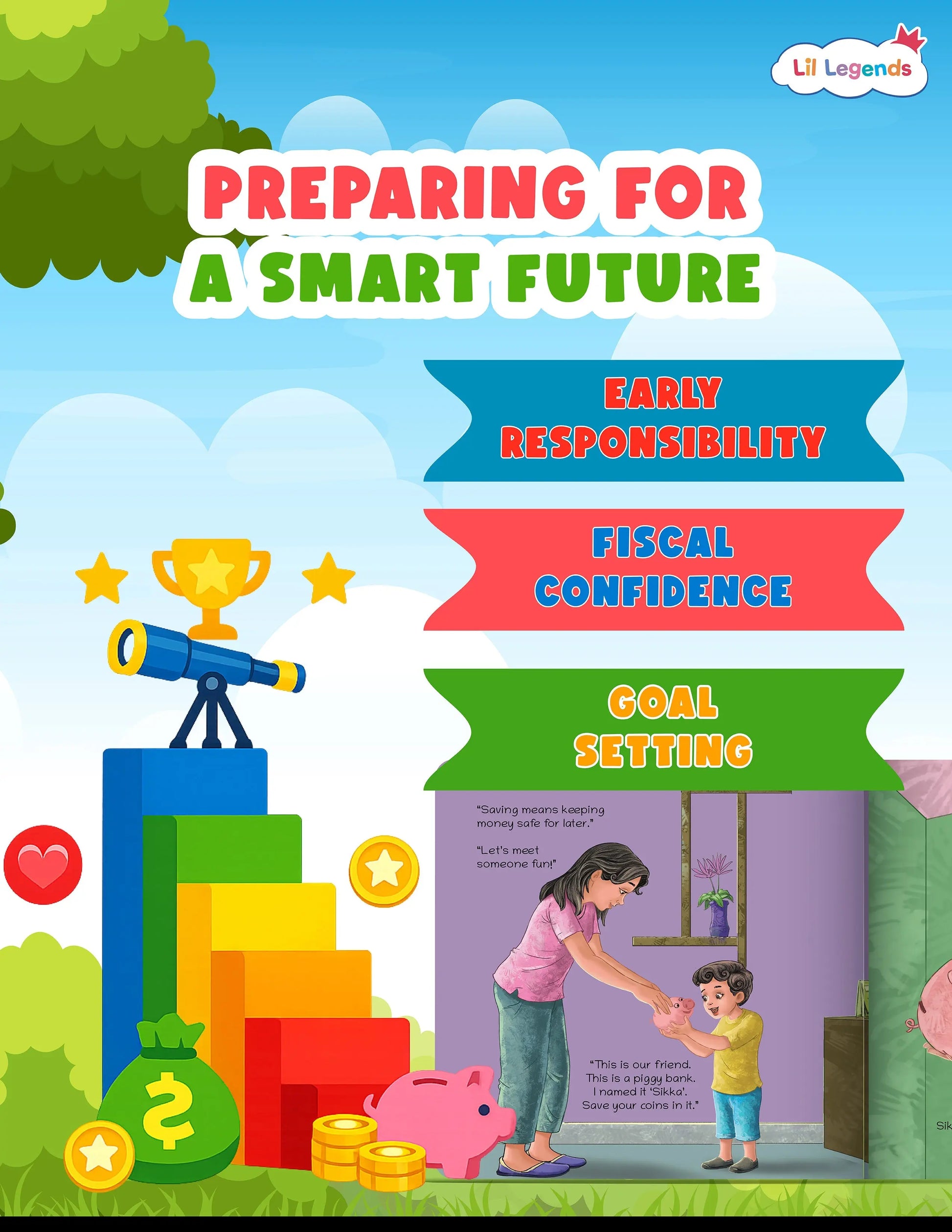 Lil Legends Aarav and Sikka, A Book For Financial Literacy for Kids | Introduction to Indian Currency, Coins, Saving and Smart Spending Habits | Illustrated Picture Story Book | Age 5+ 