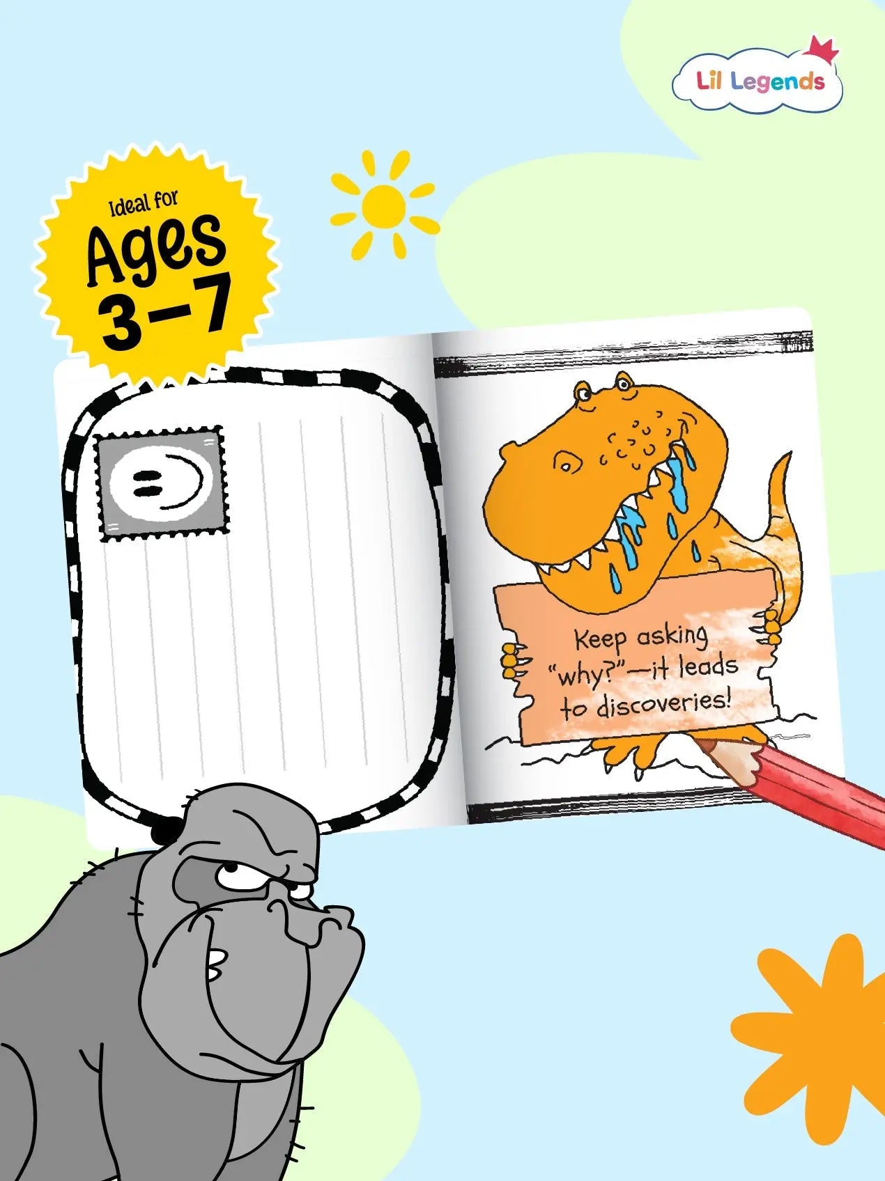 Lil Legends Arty Animals Fun Colouring Book for Kids | 35+ Perforated Tear-Out  Animal Themed Postcards to Colour and Share | Boosts Focus, Colour Recognition and Creativity | Age 3+ 