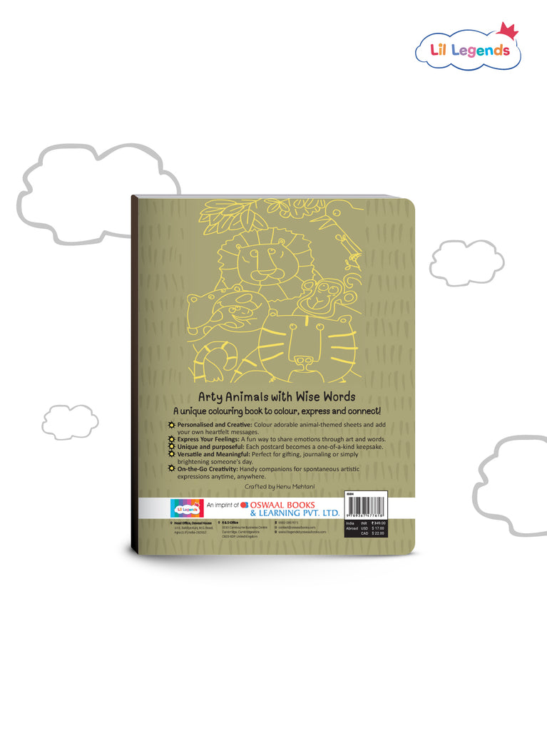 Arty Animals – Tear-Out Postcard Art Book for Kids | 50+ Animal-Themed Cards to Colour, Share & Treasure | Ages 3–7 | Fosters Creativity & Empathy