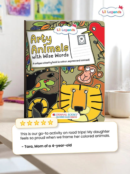 Lil Legends Arty Animals Fun Colouring Book for Kids | 35+ Perforated Tear-Out  Animal Themed Postcards to Colour and Share | Boosts Focus, Colour Recognition and Creativity | Age 3+ 