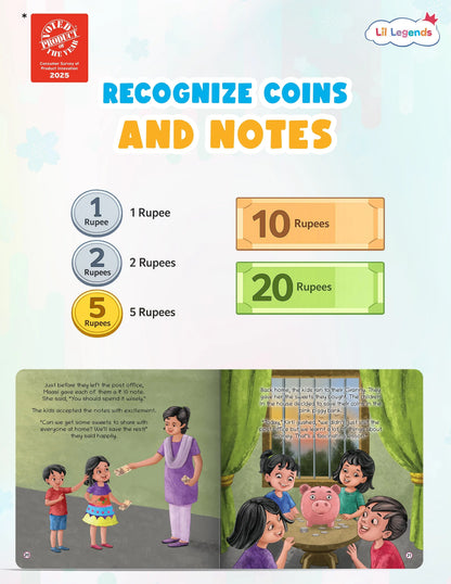 Lil Legends A Trip to Village Post Office, A Book On Financial Literacy for Kids | Money Awareness, Introduction to Indian Currency, Coins and Notes | Illustrated Picture Story Book | Age 5+ 