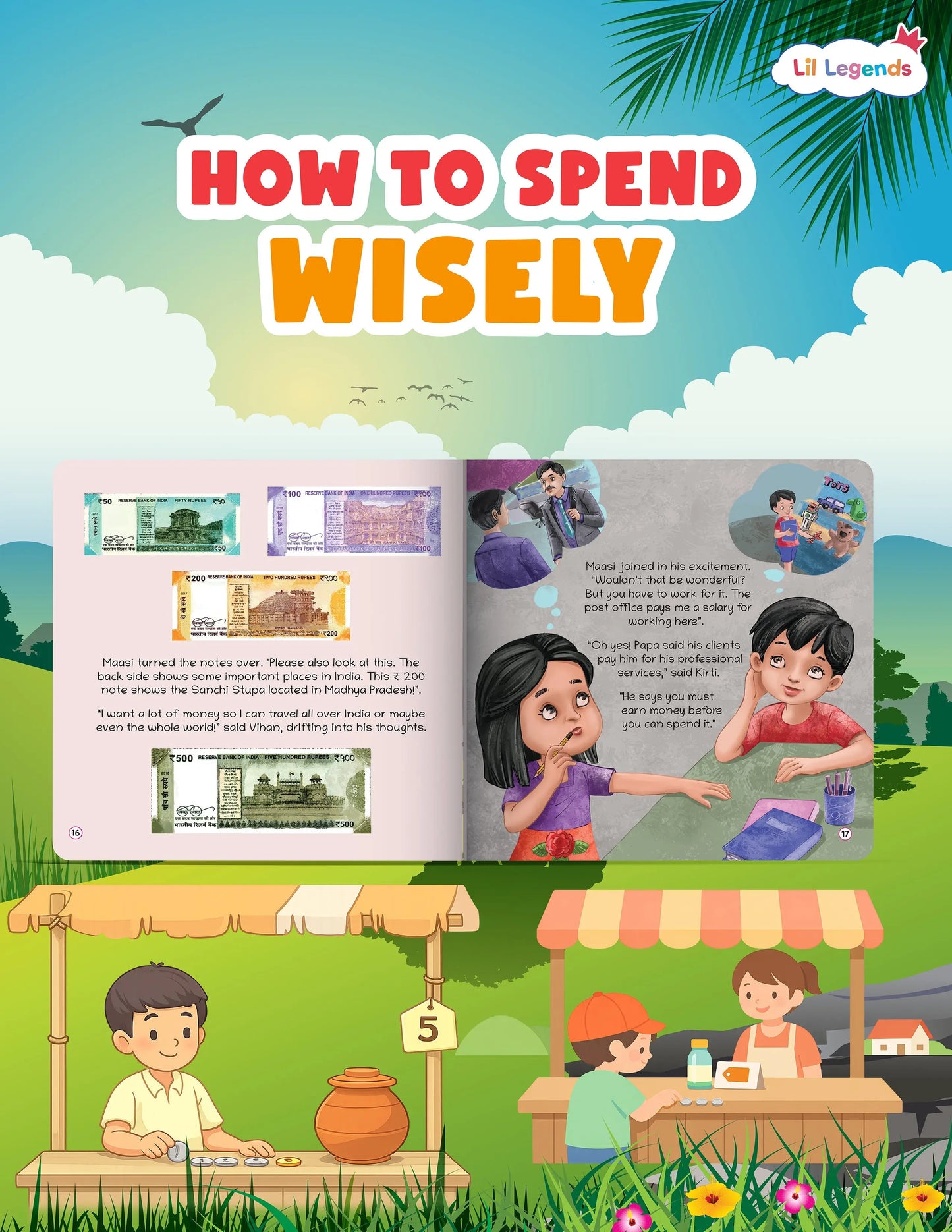 Lil Legends A Trip to Village Post Office, A Book On Financial Literacy for Kids | Money Awareness, Introduction to Indian Currency, Coins and Notes | Illustrated Picture Story Book | Age 5+ 