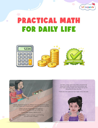 Lil Legends A Trip to Village Post Office, A Book On Financial Literacy for Kids | Money Awareness, Introduction to Indian Currency, Coins and Notes | Illustrated Picture Story Book | Age 5+ 