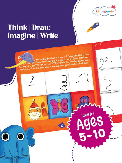 Lil Legends Book of Imagination Part 1 for Kids | Drawing, Thinking & Writing Prompts | Creative Expression & Focus | Screen-Free Activity Book | Age 5–10 Years 