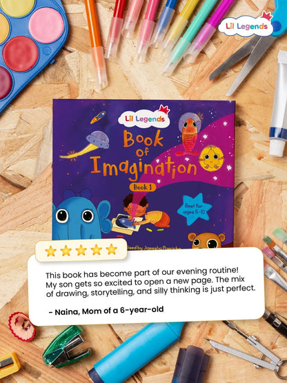 Lil Legends Book of Imagination Part 1 for Kids | Drawing, Thinking & Writing Prompts | Creative Expression & Focus | Screen-Free Activity Book | Age 5–10 Years 