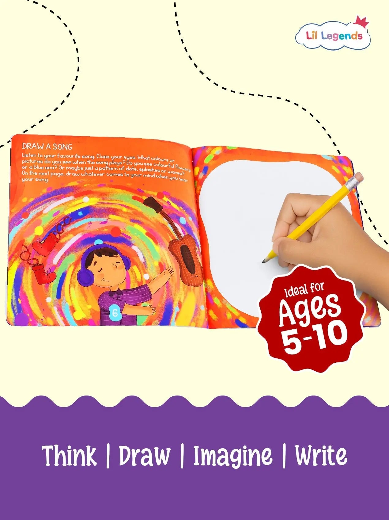 Lil Legends Book of Imagination Part 2 for Kids | Drawing & Writing Prompts | Creative Thinking & Emotional Expression | Screen-Free Activity Journal | Age 5–10 Years 