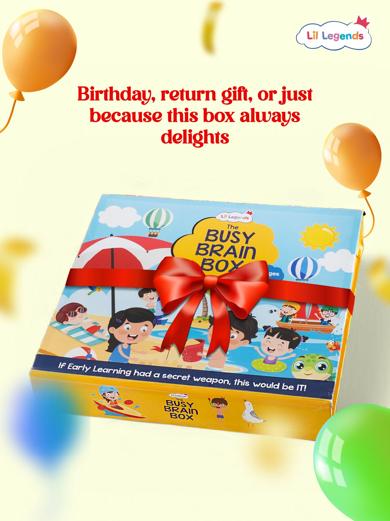 The Busy Summer Box – 10+ Screen-Free Activities with Free Stationery Kit | Stickers, Stories, Brain Games & More | Ideal for Kids Ages 3+
