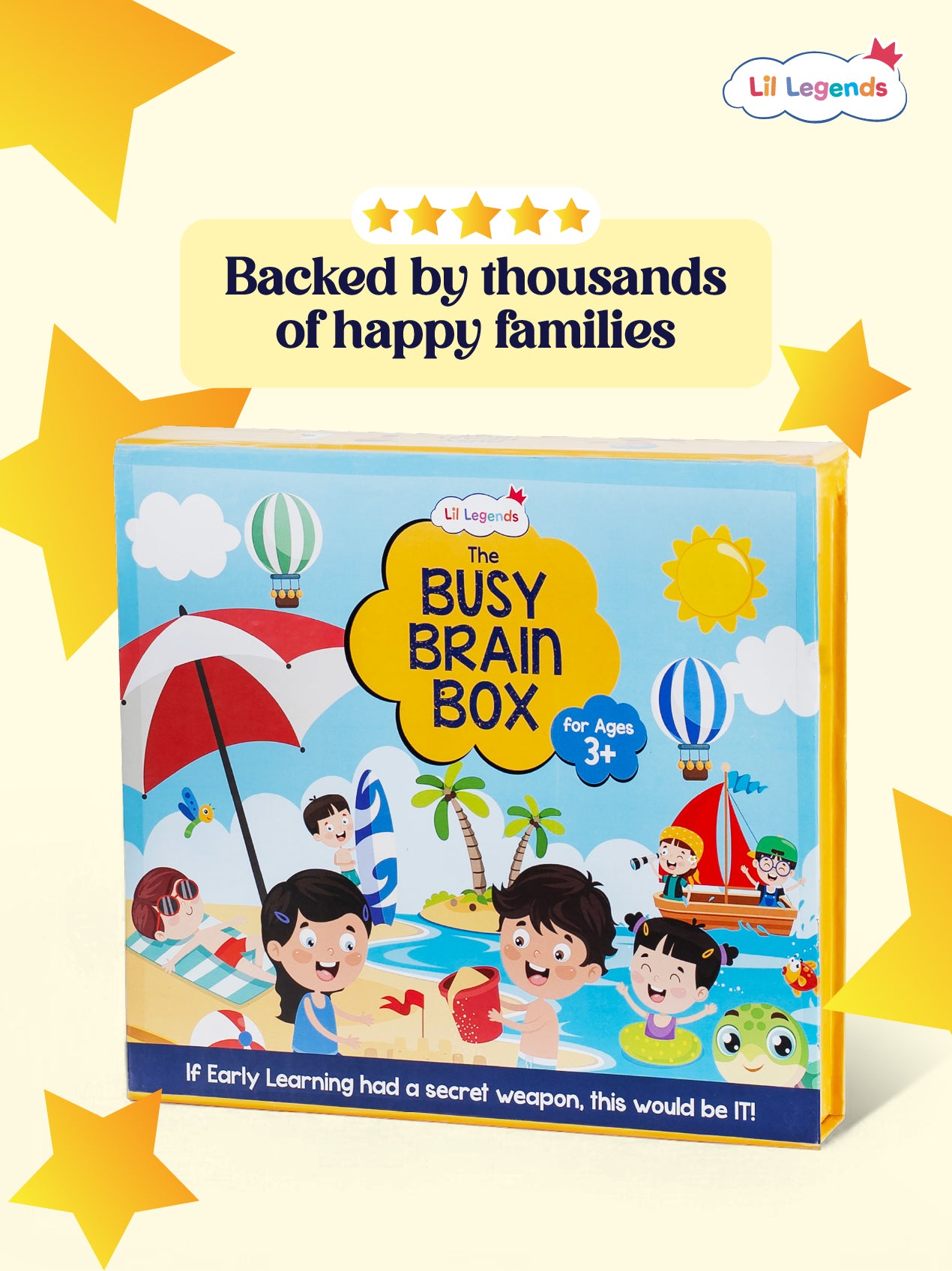 The Busy Summer Box – 10+ Screen-Free Activities with Free Stationery Kit | Stickers, Stories, Brain Games & More | Ideal for Kids Ages 3+