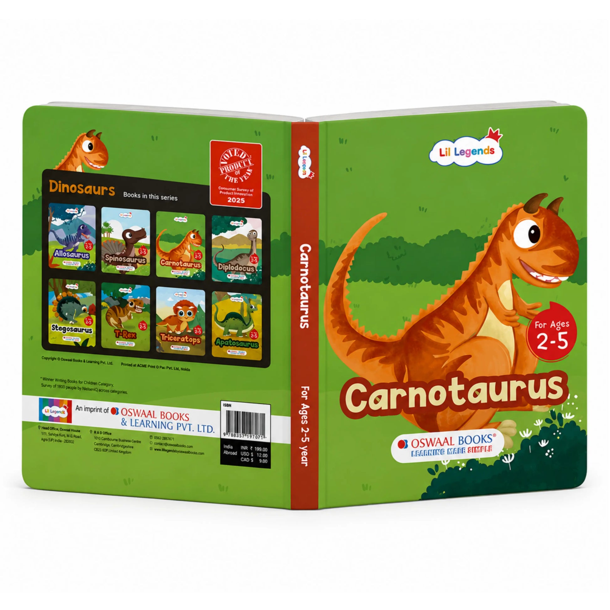 Lil Legends Padded Board Book for Kids | I am a Carnotaurus | Illustrated Dinosaur Book for Toddlers | Durable Early Learning Picture Book | Age 2–5 Years | Padded Cover Edition 