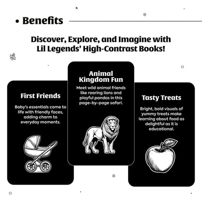Lil Legends High Contrast Book for Infants & Toddlers | Black & White Baby Board Book | Visual Stimulation for Newborns | Brain Development | Age 0–12 Months | Durable