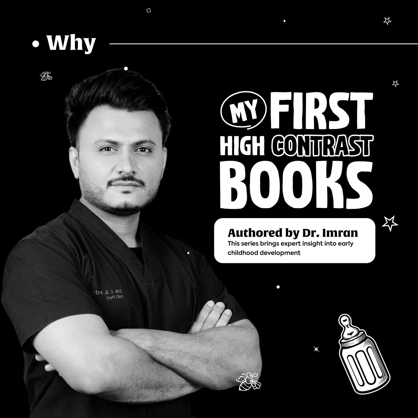 High Contrast Baby Book for Newborns by Dr. Imran Patel – Visual Stimulation Book for Infants (0–12 Months) | Boost Brain Development | Black & White Baby Book - Oswaal Books