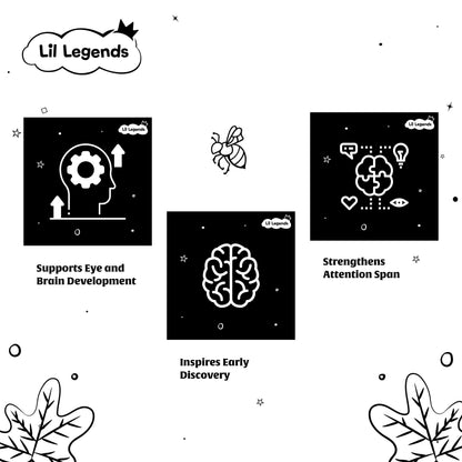 Lil Legends High Contrast Book for Infants & Toddlers | Black & White Baby Board Book | Visual Stimulation for Newborns | Brain Development | Age 0–12 Months | Durable