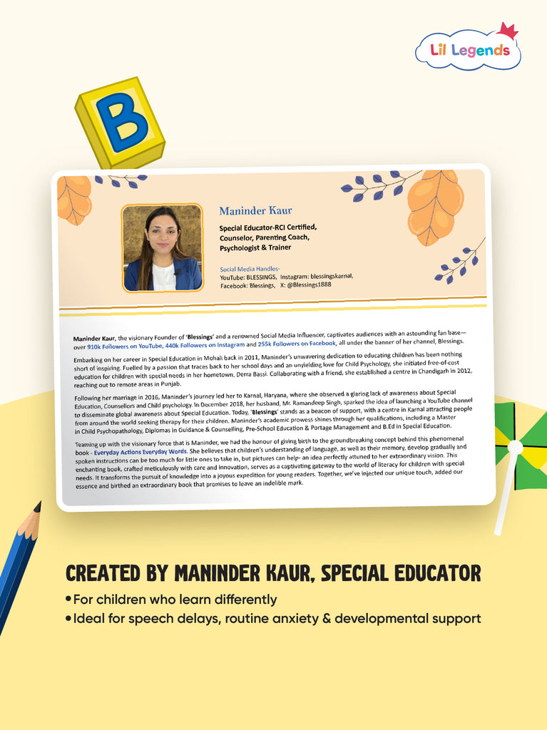 Everyday Actions, Everyday Words Book for Kids | Life Skills & Communication Support Book for Kids | Designed by Special Educator for Children Who Need Extra Support