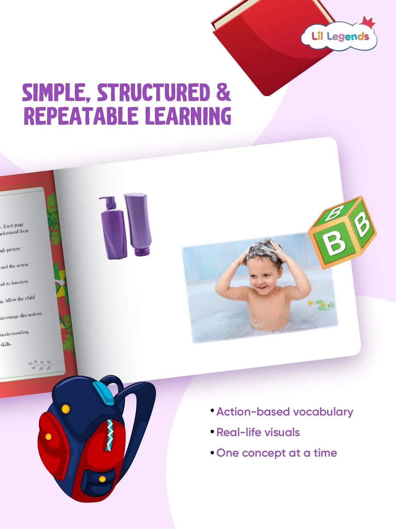 Lil Legends Everyday Actions, Everyday Words Book for Kids | Educator-Designed Communication Book | Vocabulary, Routine Awareness & Speech Support | Age 2+ Years 