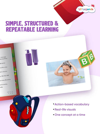 Lil Legends Everyday Actions, Everyday Words Book for Kids | Educator-Designed Communication Book | Vocabulary, Routine Awareness & Speech Support | Age 2+ Years 