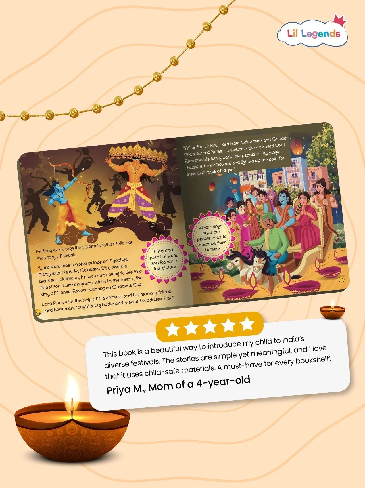 Lil Legends Festivals of India Story Book for Kids | Illustrated Short Stories on Holi, Eid, Diwali, Dussehra & More | Cultural Learning Picture Story Book | Ages 3+ Years