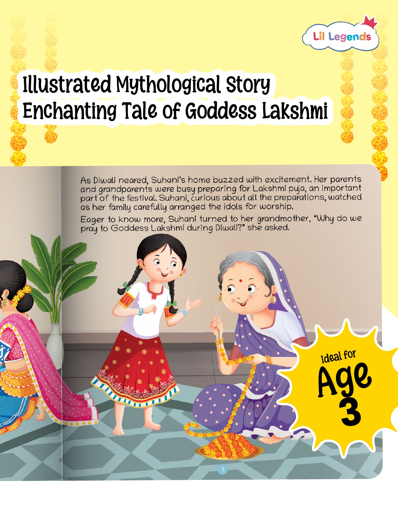 Enchanting Tale of Goddess Lakshmi – Illustrated Mythological Story Book for Kids | Short, Inspiring Bedtime Story | Ages 3+ | Board Book with Cultural Values