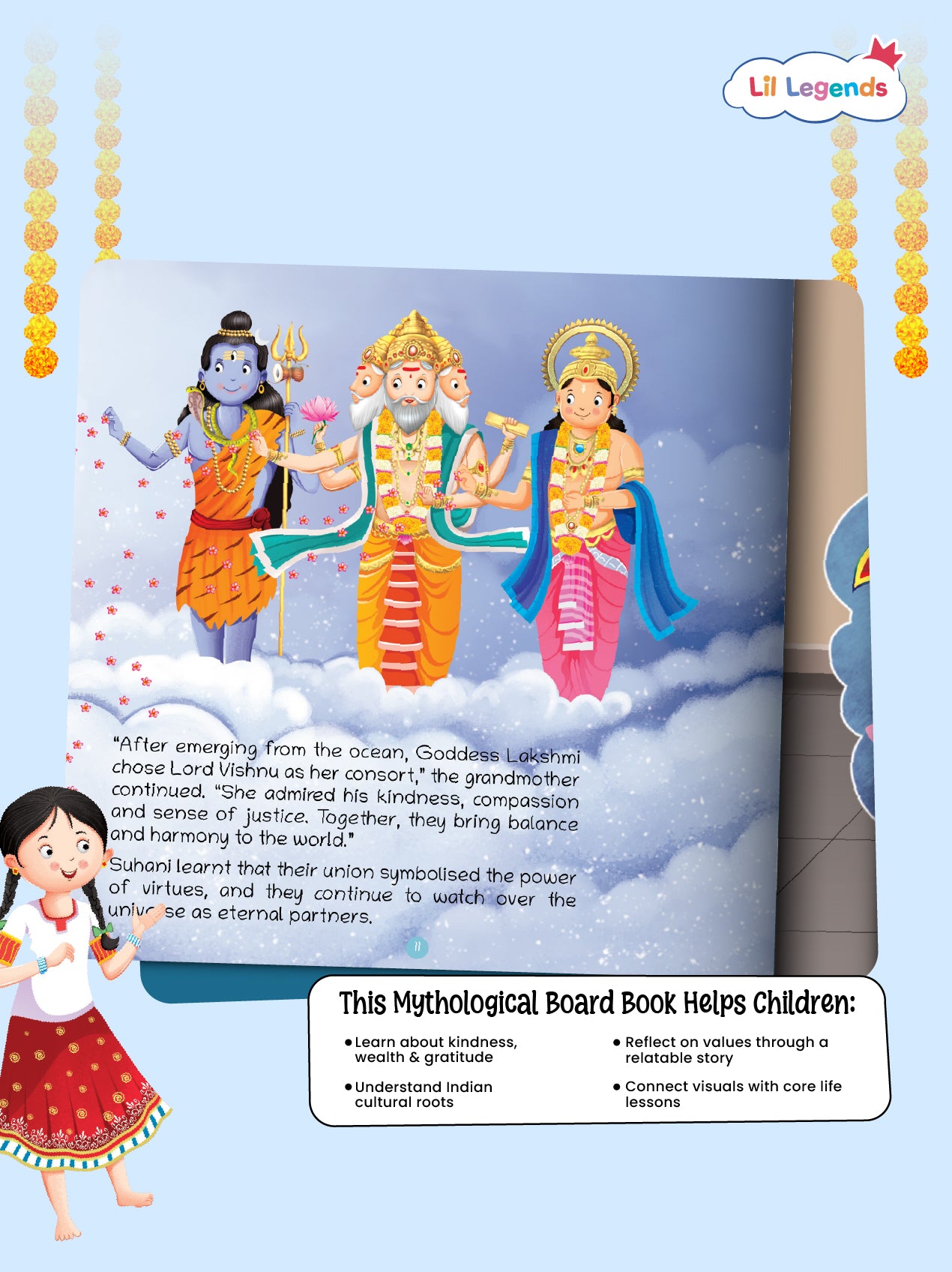 Enchanting Tale of Goddess Lakshmi – Illustrated Mythological Story Book for Kids | Short, Inspiring Bedtime Story | Ages 3+ | Board Book with Cultural Values