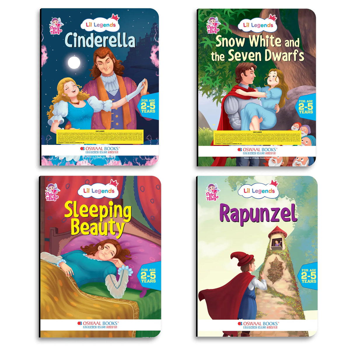 Lil Legends Fairy Tales Princess Classics Set of 4 Story Books for Kids Age 2-5 Years - Cinderella, Snow White and the Seven Dwarfs, Sleeping Beauty and Rapunzel | Illustrated Bedtime Stories 