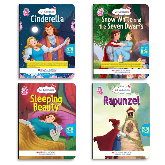 Lil Legends Fairy Tales Princess Classics Set of 4 Story Books for Kids Age 2-5 Years - Cinderella, Snow White and the Seven Dwarfs, Sleeping Beauty and Rapunzel | Illustrated Bedtime Stories 