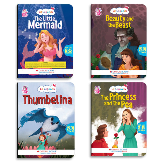 Lil Legends Fairy Tales Favourites Set of 4 Story Books for Kids Age 2-5 Years - Beauty and the Beast, Little Mermaid, The Princess and the Pea and Thumbelina | Illustrated Bedtime Stories 