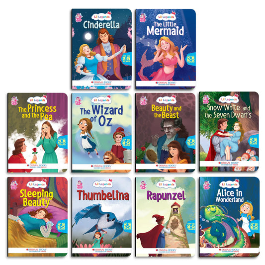 Lil Legends Fairy Tales for Kids | Set of 5 Books | Little Mermaid, Snow White, Rapunzel, Cinderella & Alice in Wonderland | Bed Time Story Books | Age 2–5 Years