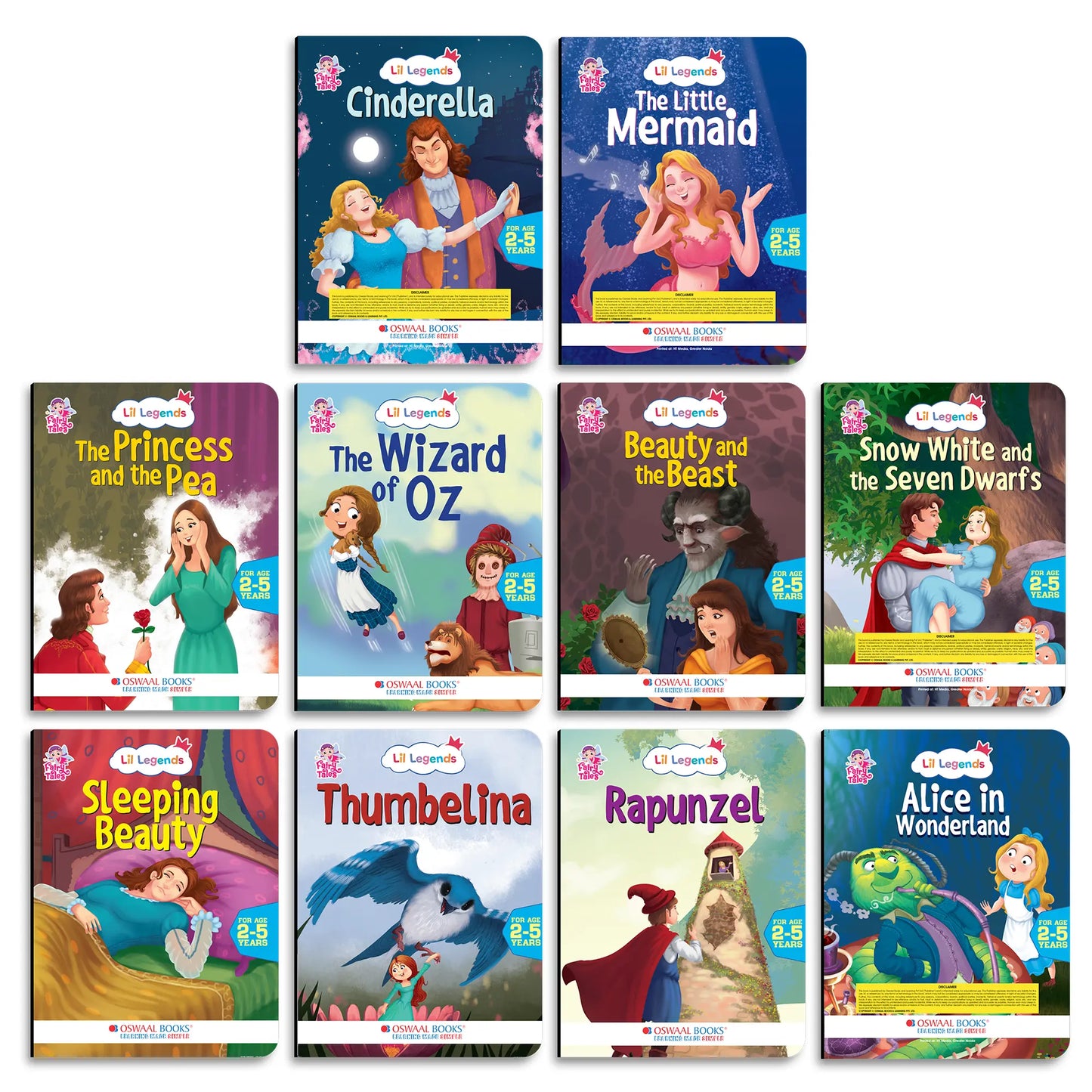 Lil Legends Set of 10 Fairy Tales Gift Box Set for Kids | Cinderella, Snow White, Thumbelina, Little Red Riding Hood and More | Bedtime Picture Stories | Age 2+ 