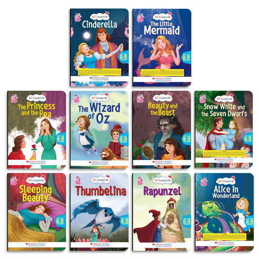 Lil Legends Set of 10 Fairy Tales Gift Box Set for Kids | Cinderella, Snow White, Thumbelina, Little Red Riding Hood and More | Bedtime Picture Stories | Age 2+ 