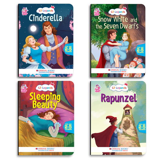 Lil Legends Fairy Tales Princess Classics Set of 4 Story Books for Kids Age 2-5 Years - Cinderella, Snow White and the Seven Dwarfs, Sleeping Beauty and Rapunzel | Illustrated Bedtime Stories 
