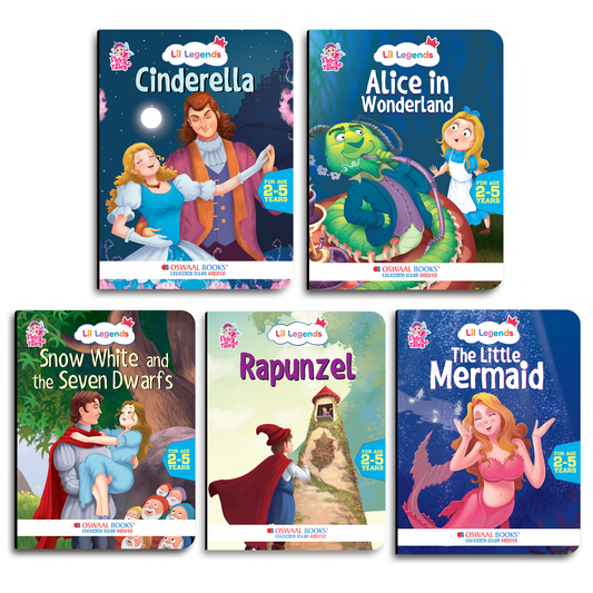 Lil Legends Fairy Tales for Kids | Set of 5 Books | Little Mermaid, Snow White, Rapunzel, Cinderella & Alice in Wonderland | Bed Time Story Books | Age 2–5 Years 