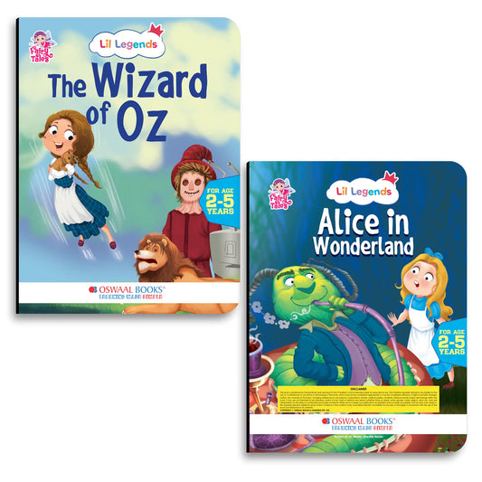 Lil Legends Fairy Tales Magical Classics Set of 2 Story Books for Kids Age 2-5 Years - Alice in Wonderland & Wizard of Oz | Illustrated Bedtime Stories for Imagination and Vocabulary 