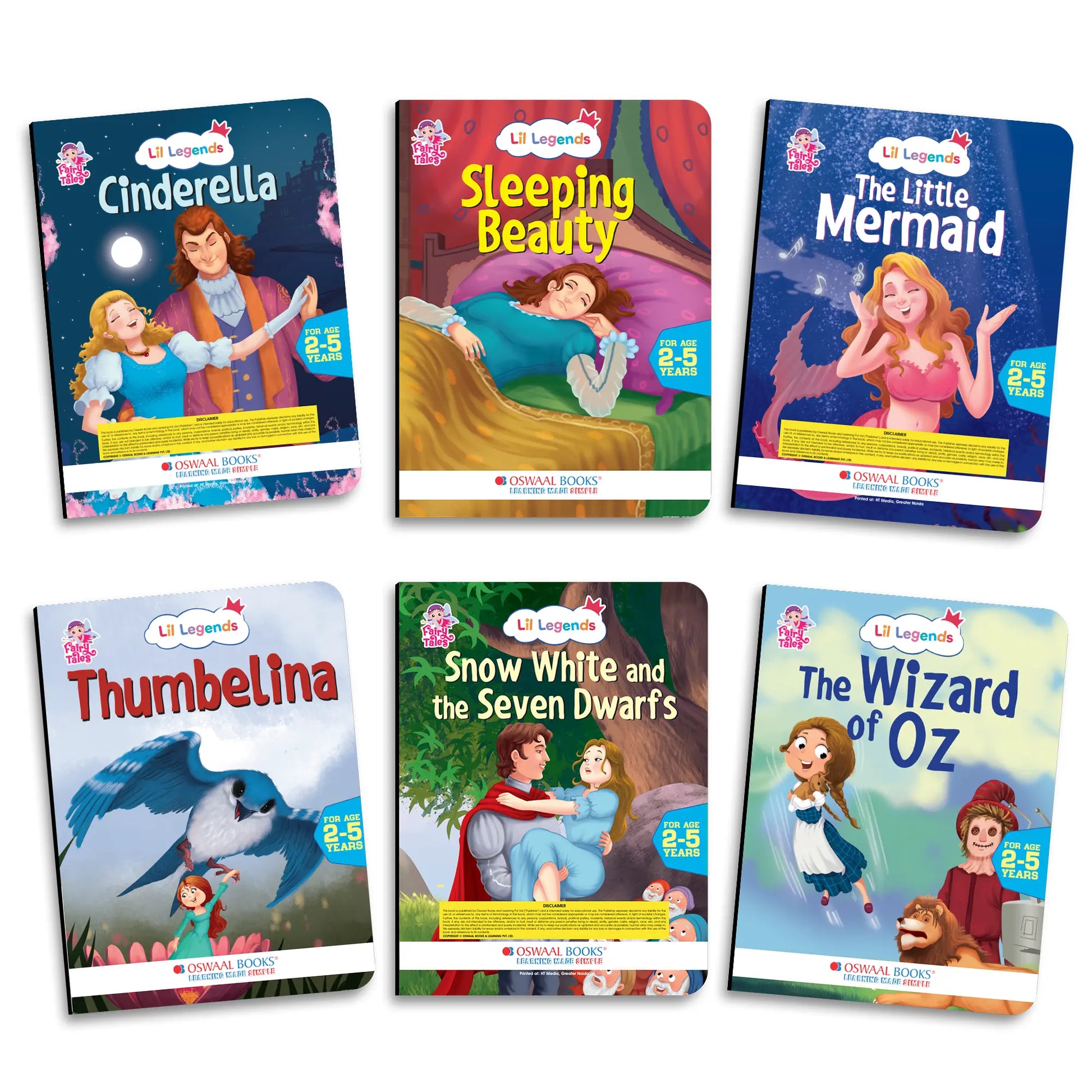 Lil Legends Fairy Tales for Kids | Set of 10 Books | Little Mermaid, Snow White, Rapunzel, Cinderella, Alice, Thumbelina, Wizard of Oz, Thumblina, Princess & the Pea & more | Age 2–5 Years 
