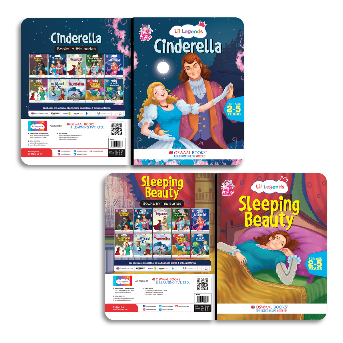 Lil Legends Fairy Tales Princess Classics Set of 4 Story Books for Kids Age 2-5 Years - Cinderella, Snow White and the Seven Dwarfs, Sleeping Beauty and Rapunzel | Illustrated Bedtime Stories 