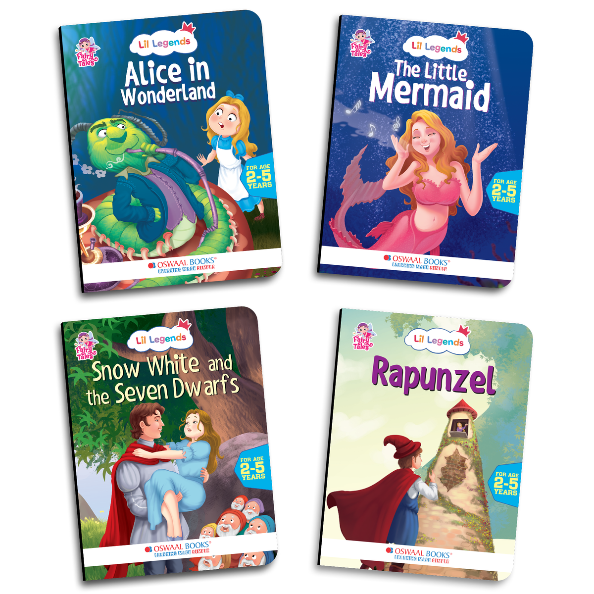 Lil Legends Fairy Tales for Kids | Set of 5 Books | Little Mermaid, Snow White, Rapunzel, Cinderella & Alice in Wonderland | Bed Time Story Books | Age 2–5 Years 
