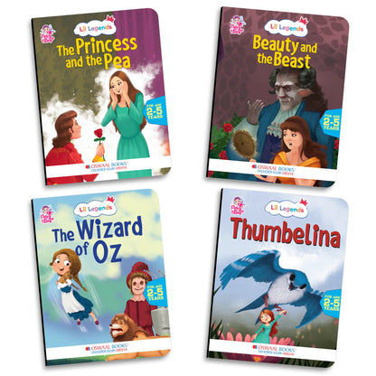 Lil Legends Fairy Tales for Kids | Set of 5 Books | Thumbelina, Wizard of Oz, The Princess and the Pea, Sleeping Beauty, Beauty and the Beast | Bed Time Story Books | Age 2–5 Years 