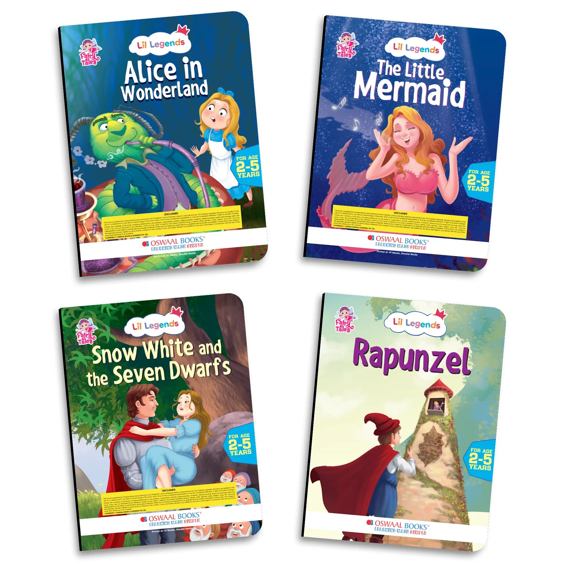 Lil Legends Fairy Tales for Kids | Set of 5 Books | Little Mermaid, Snow White, Rapunzel, Cinderella & Alice in Wonderland | Bed Time Story Books | Age 2–5 Years 