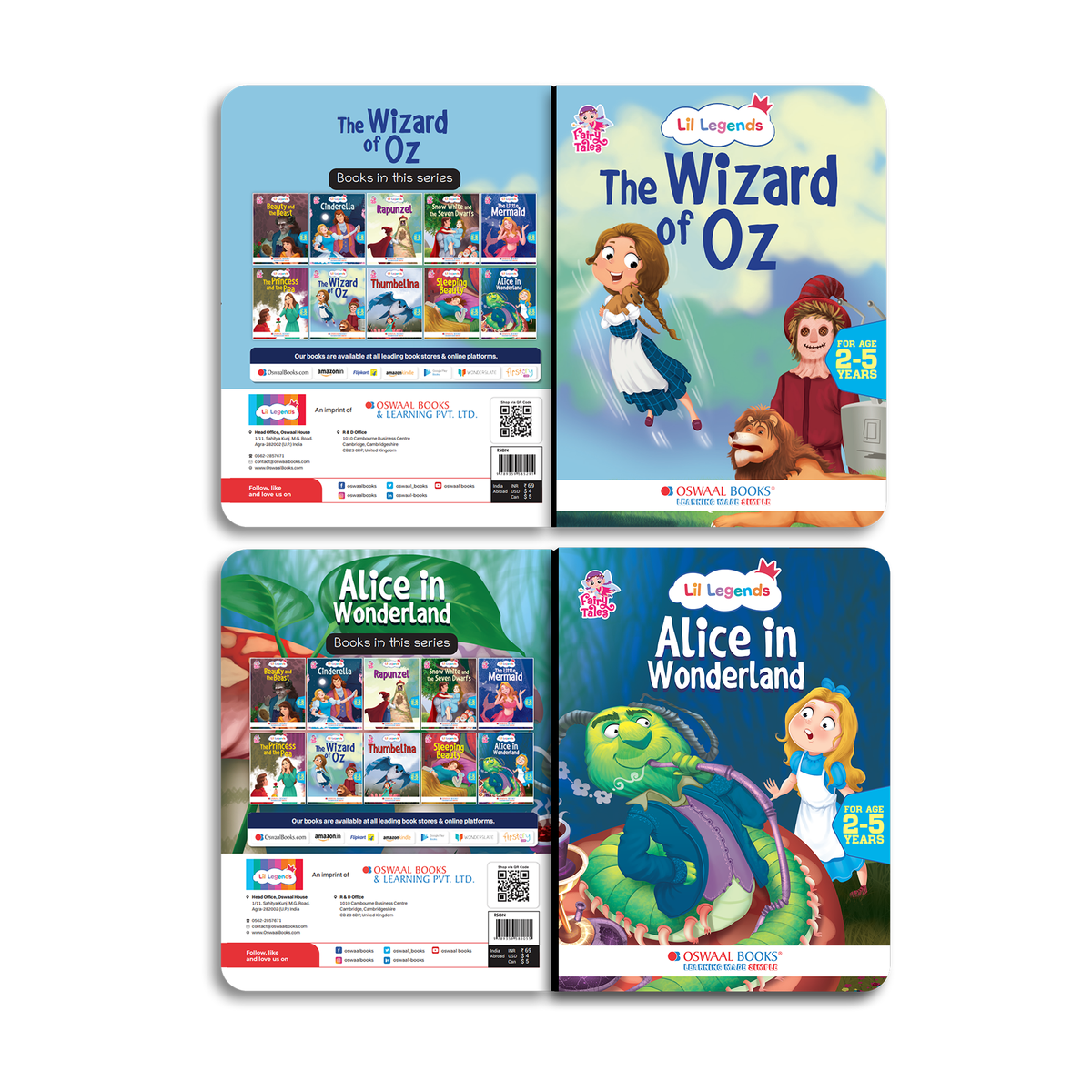 Lil Legends Fairy Tales Magical Classics Set of 2 Story Books for Kids Age 2-5 Years - Alice in Wonderland & Wizard of Oz | Illustrated Bedtime Stories for Imagination and Vocabulary 
