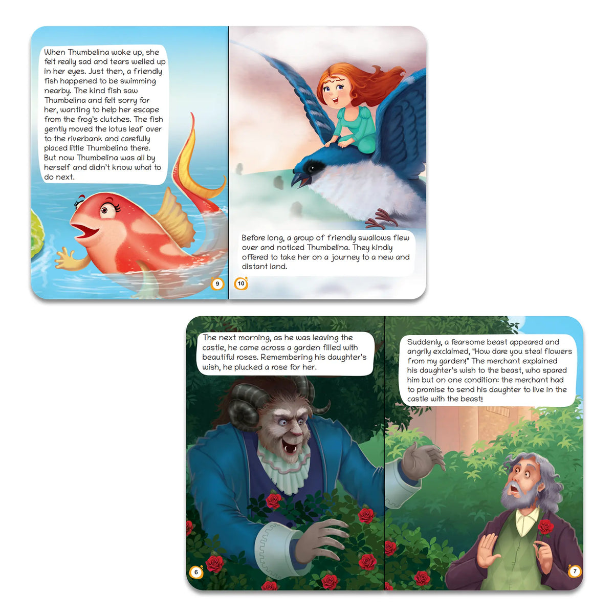 Lil Legends Fairy Tales Favourites Set of 4 Story Books for Kids Age 2-5 Years - Beauty and the Beast, Little Mermaid, The Princess and the Pea and Thumbelina | Illustrated Bedtime Stories 