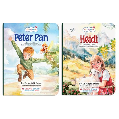 Lil Legends Timeless Classics Re-Imagined for Today | Set of 2 Illustrated Story Books | Heidi and Peter Pan | Vocabulary, Imagination and Value Booster Stories for Young Readers | For Age 7+ 