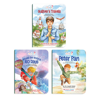 Lil Legends Timeless Classics Re-Imagined for Today | Set of 3 Books | Peter Pan, Gulliver's Travels and More | Vocabulary, Imagination and Value Booster Stories | For Age 7+ 