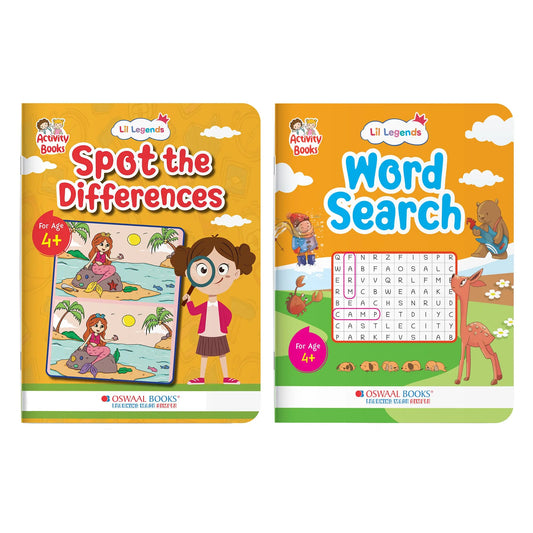 Lil Legends Interactive Learning Activity Book Combo Set of 2 for Kids Age 4+ Years - Spot the Difference & Word Search Puzzles | Brain Games to Boost Vocabulary, Observation & Critical Thinking 