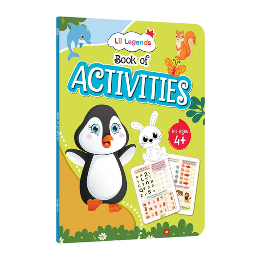 Lil Legends Book of Activities for Age 4+ | Fun Learning Workbook with Tracing, Writing, Colouring Matching, Puzzles and More | Early Learning Activity Book | For LKG/UKG/Class 1 