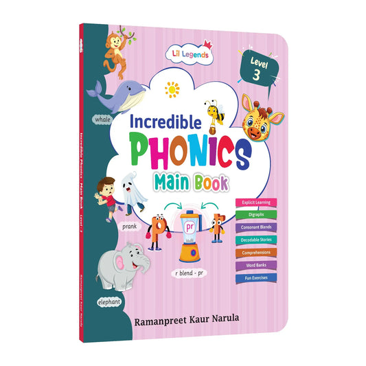 Lil Legends Incredible Phonics Level 3 Main Book for Kids | Digraphs, Consonant Blends and Decodable Stories | Reading Fluency | Advanced Phonics Workbook | For Class 1 and Class 2 | Age 5-7 